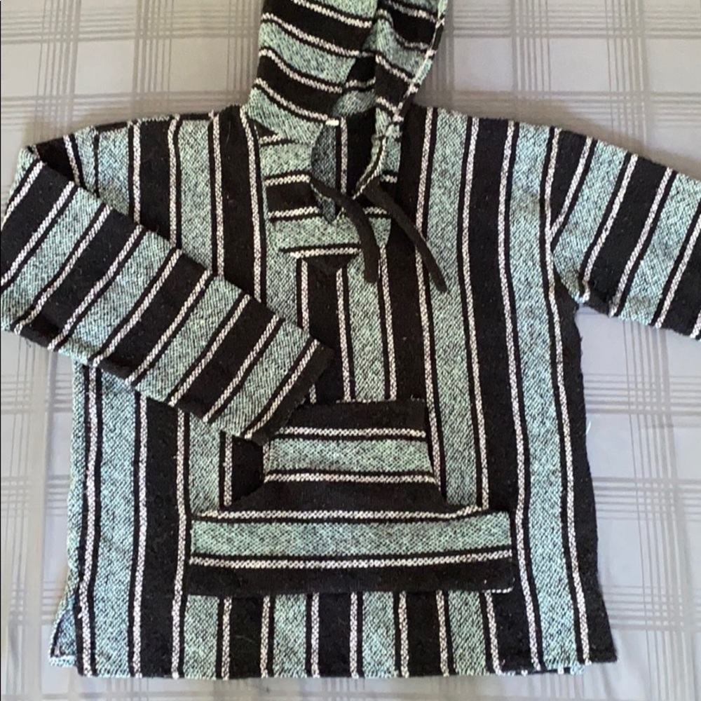 Blue/Green and Black Poncho